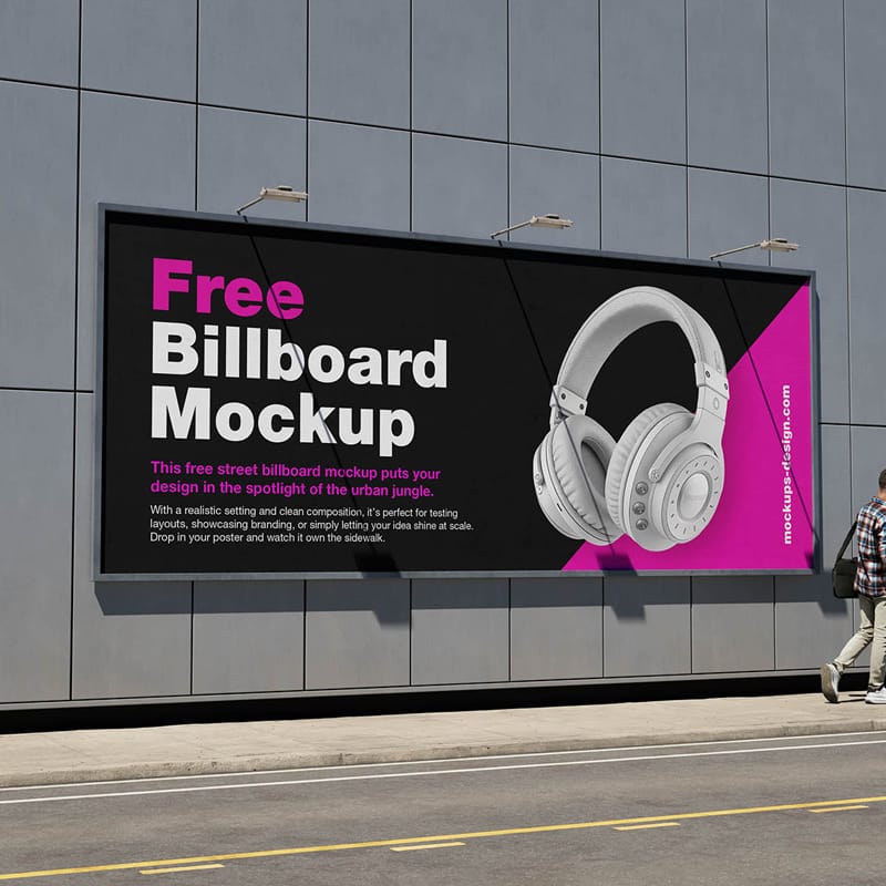 Large Street Billboard Mockup PSD