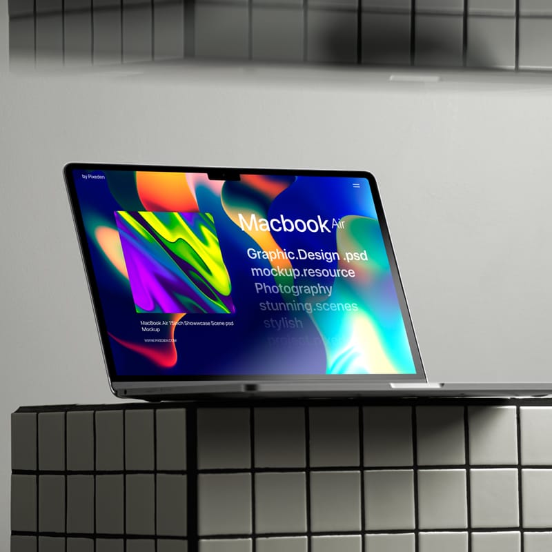 MacBook Pro Showcase Screen Scene Mockup PSD
