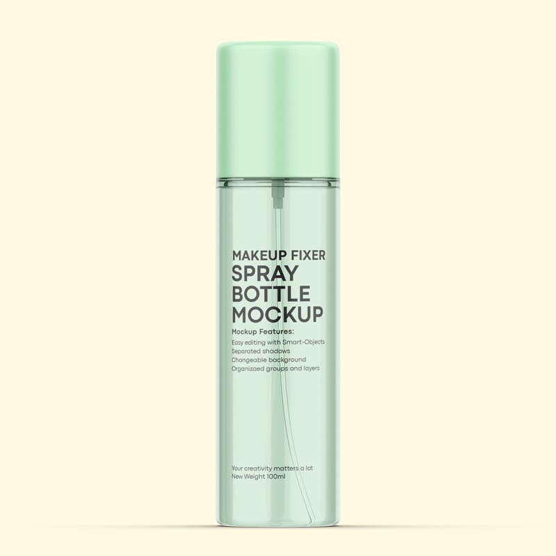 Makeup Fixer Spray Bottle Mockup PSD