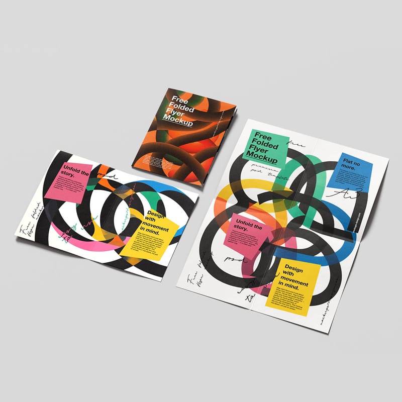 Map Folded Flyer Mockup PSD