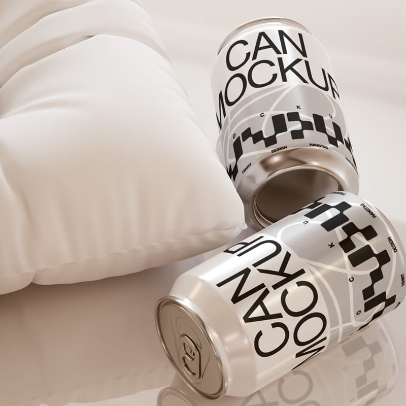 Metallic Slim Can Packaging Mockup PSD