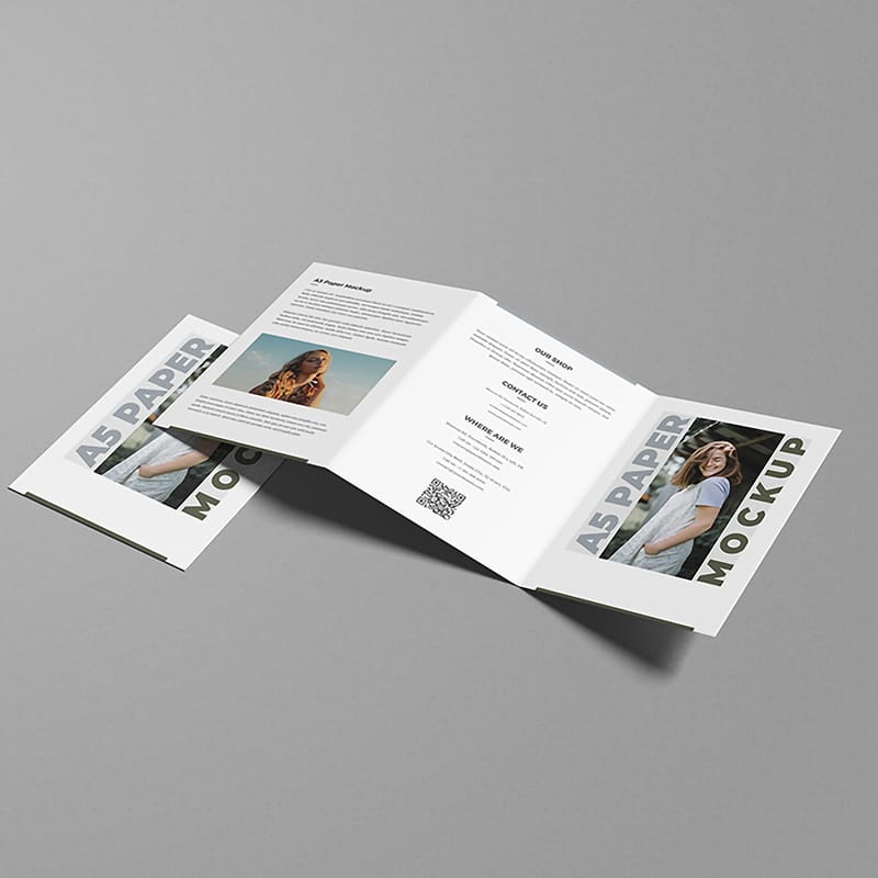 Minimalist A5 Trifold Brochure Mockup PSD