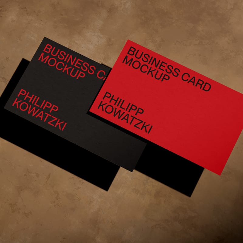Modern Black and Red Business Card Mockup PSD