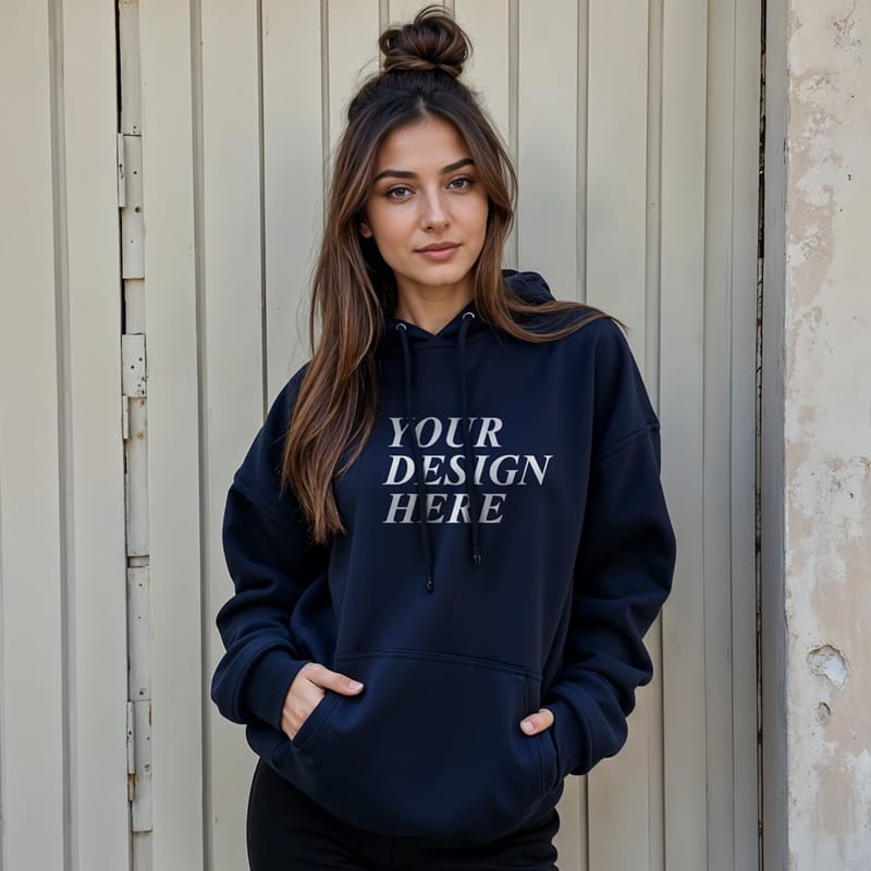 Navy Blue Hoodie Mockup PSD