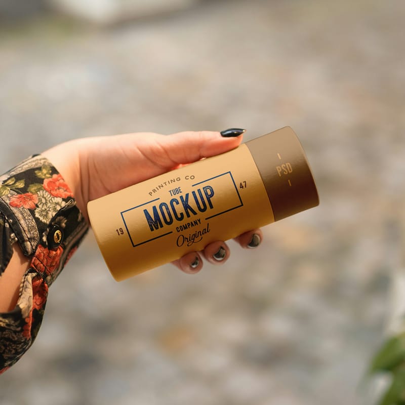 Oval Paper Tube Mockup PSD