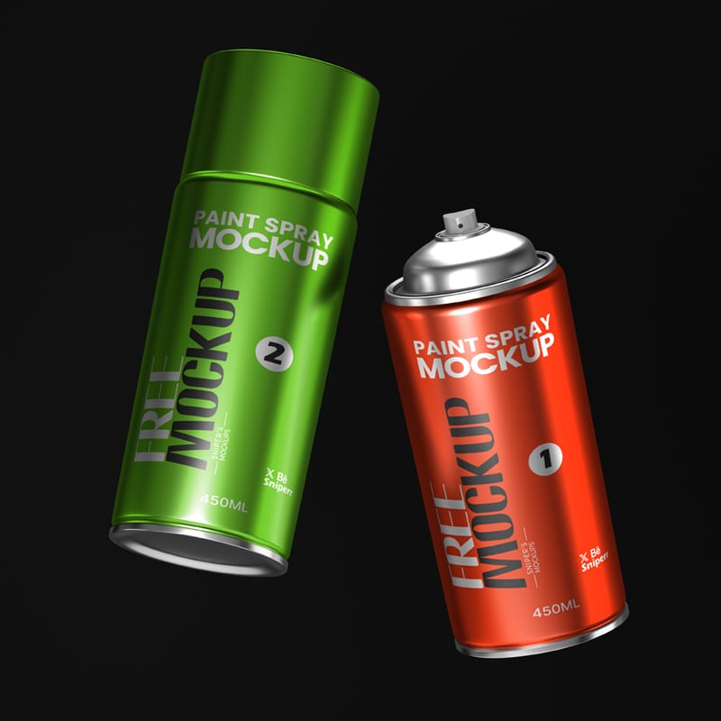 Paint Spray Can Mockups PSD