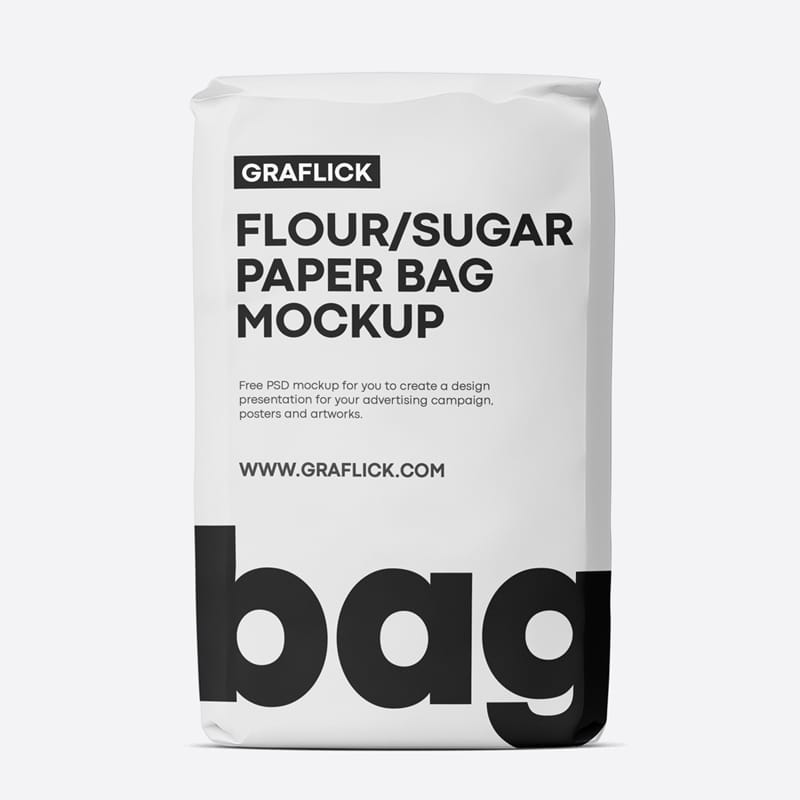 Paper Flour Bag Mockup Template PSD
