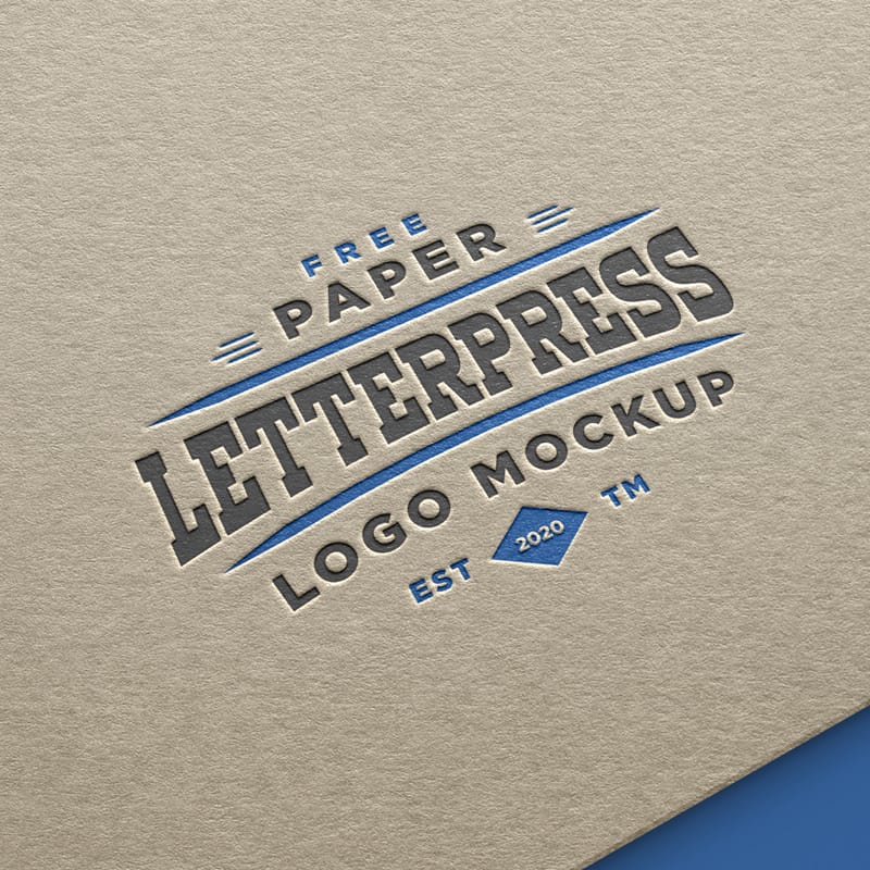 Paper Letterpress Logo Mockup PSD