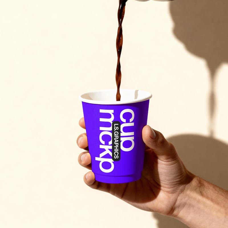 Photorealistic Hand Holding Coffee Cup Mockup PSD