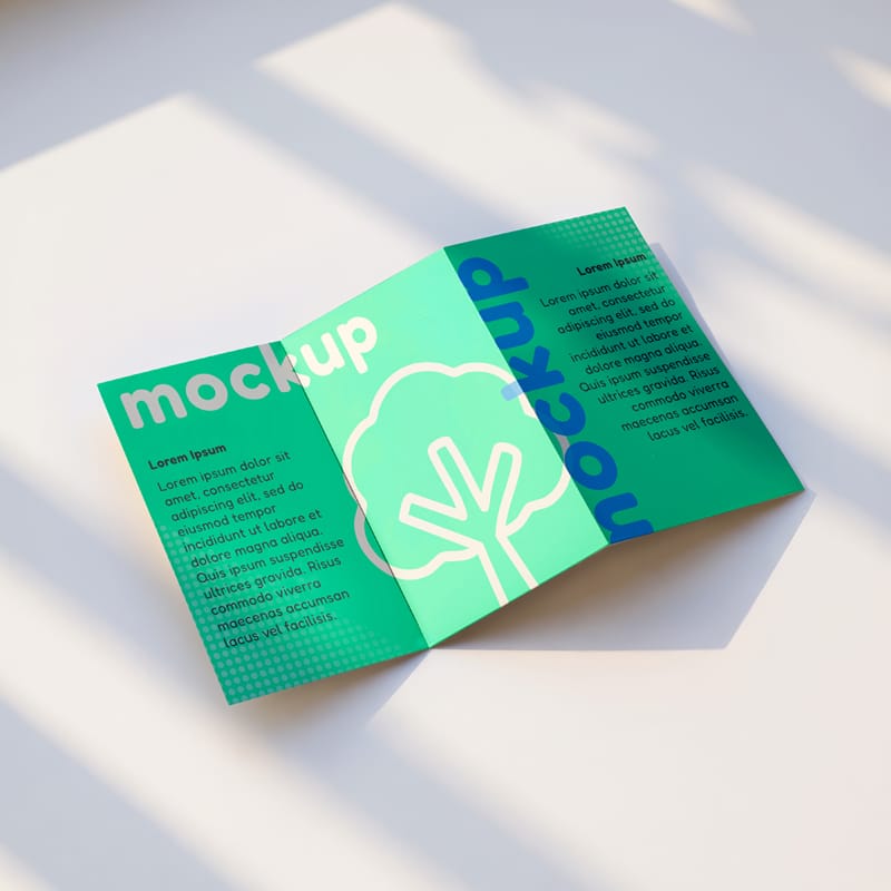 Photorealistic Trifold Brochure Mockup PSD