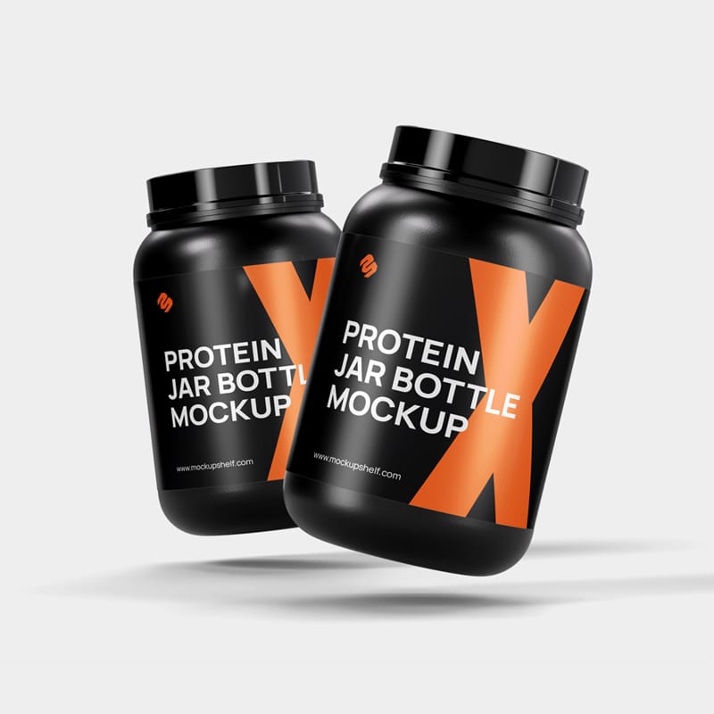 Plastic Protein Jars Mockup PSD