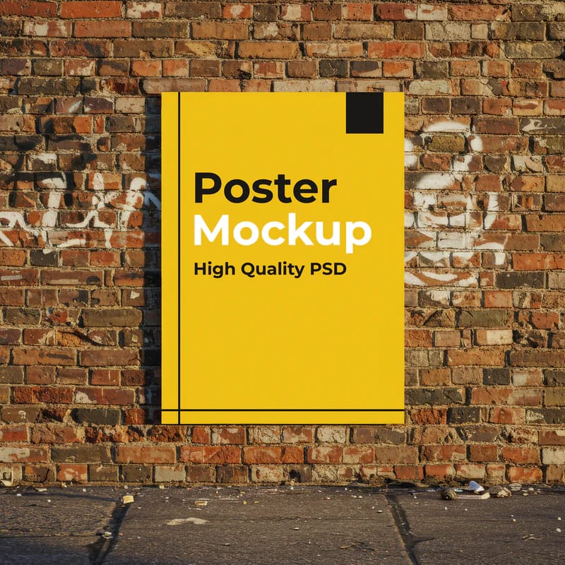 Poster on Graffiti Wall Mockup PSD