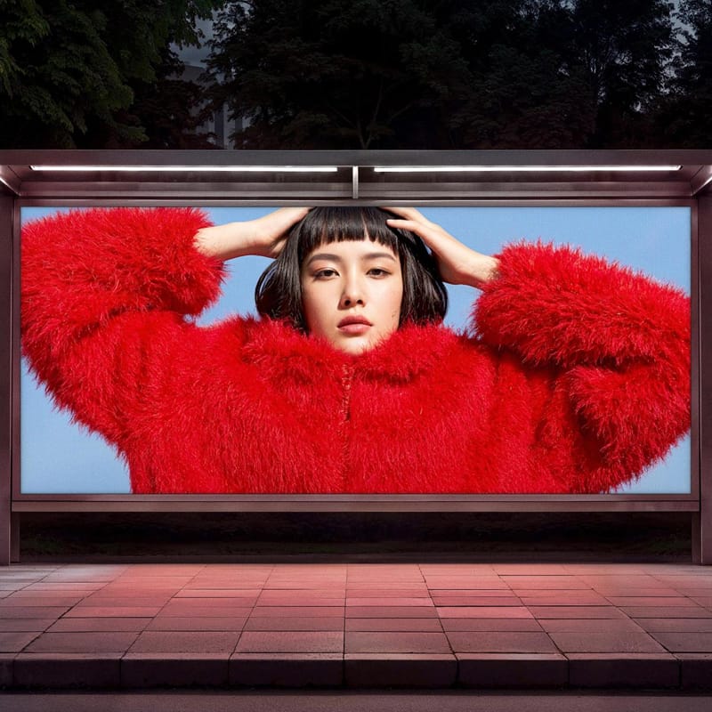 Realistic Bus Stop Mockup for Poster PSD