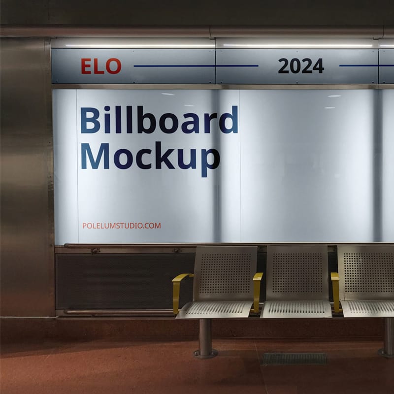 Realistic Subway Billboard Mockup PSD