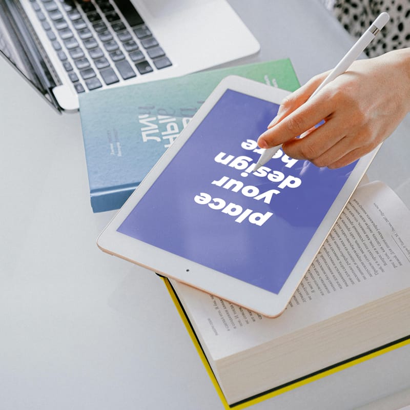 Realistic iPad Mockup on a Desk PSD