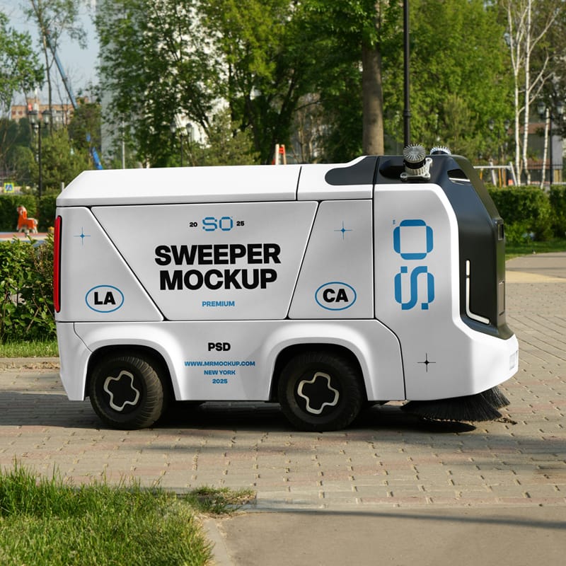 Road Sweeper Mockup PSD