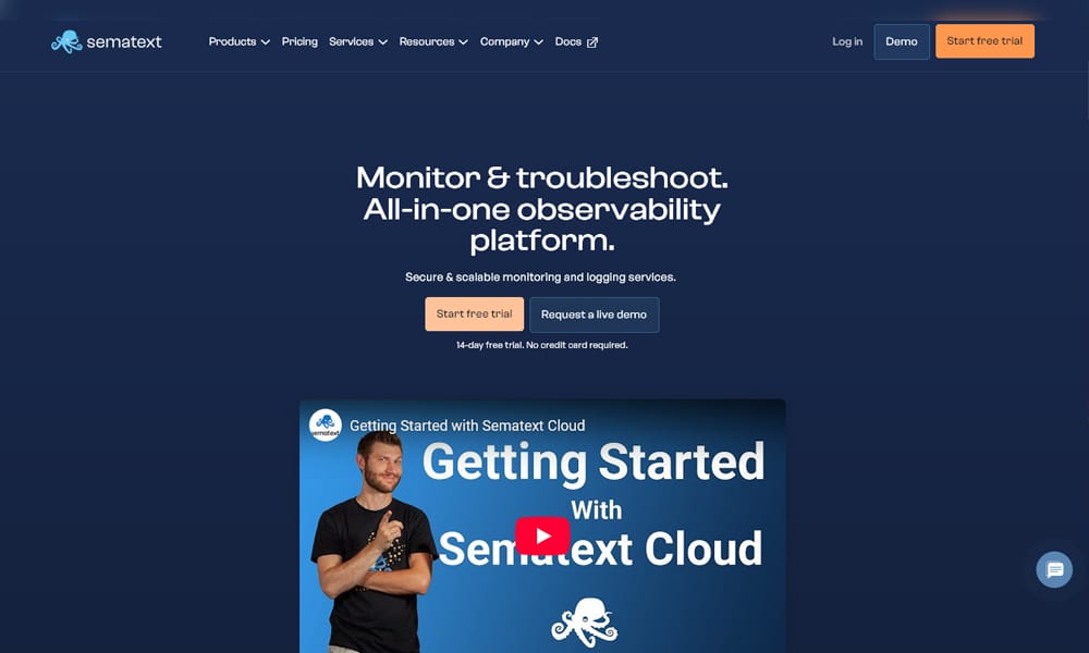 Sematext Cloud — Sematext Cloud Real User Monitoring dashboard with integrated logs for frontend performance tracking