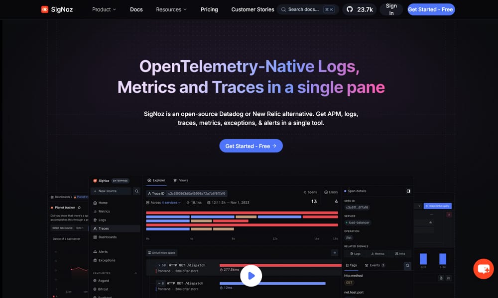 SigNoz — SigNoz open-source observability dashboard for Real User Monitoring and distributed tracing