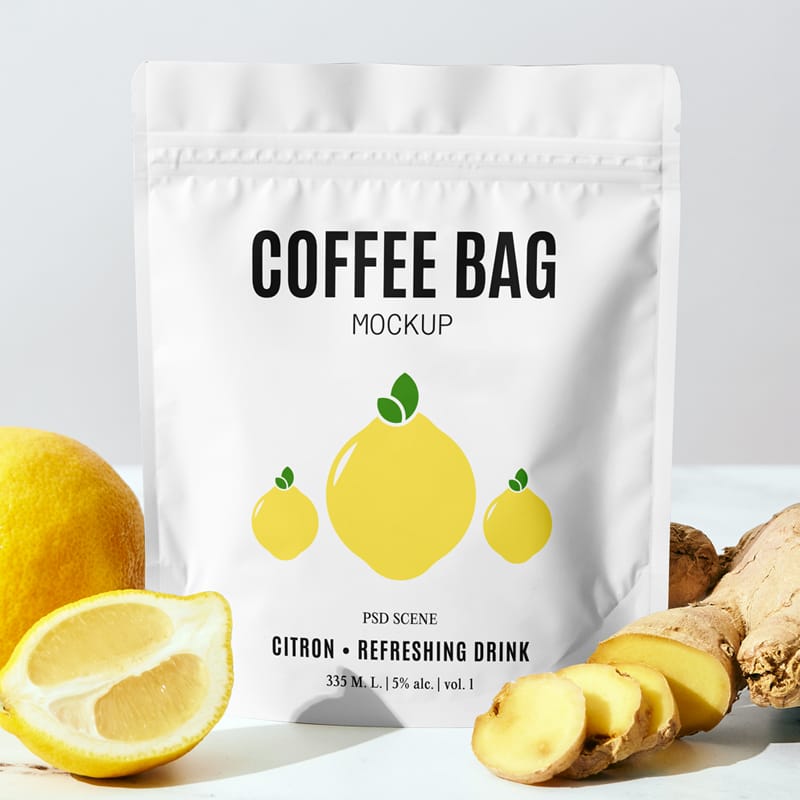 Small Coffee Bag Mockup Template PSD
