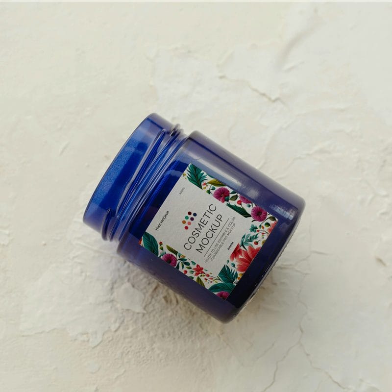 Small Glass Cosmetic Jar Mockup PSD