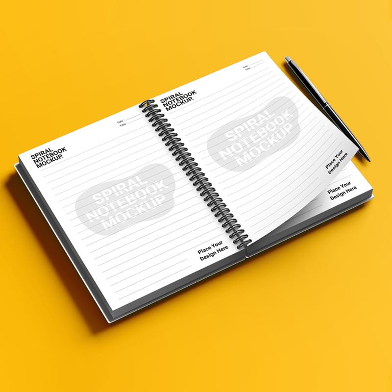 Spiral Notebook Branding Mockup PSD
