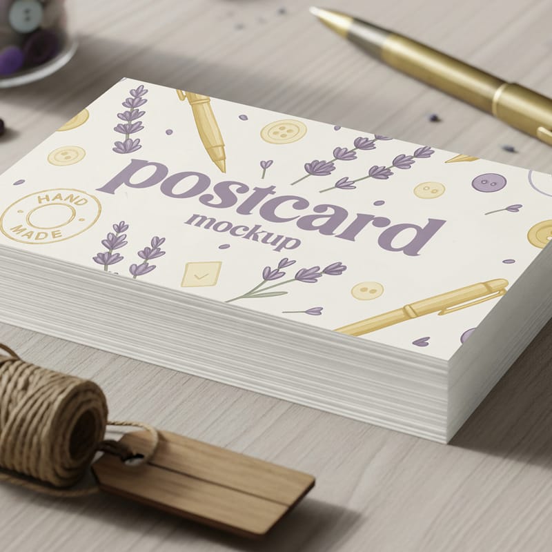 Stack of Post Card Mockup PSD