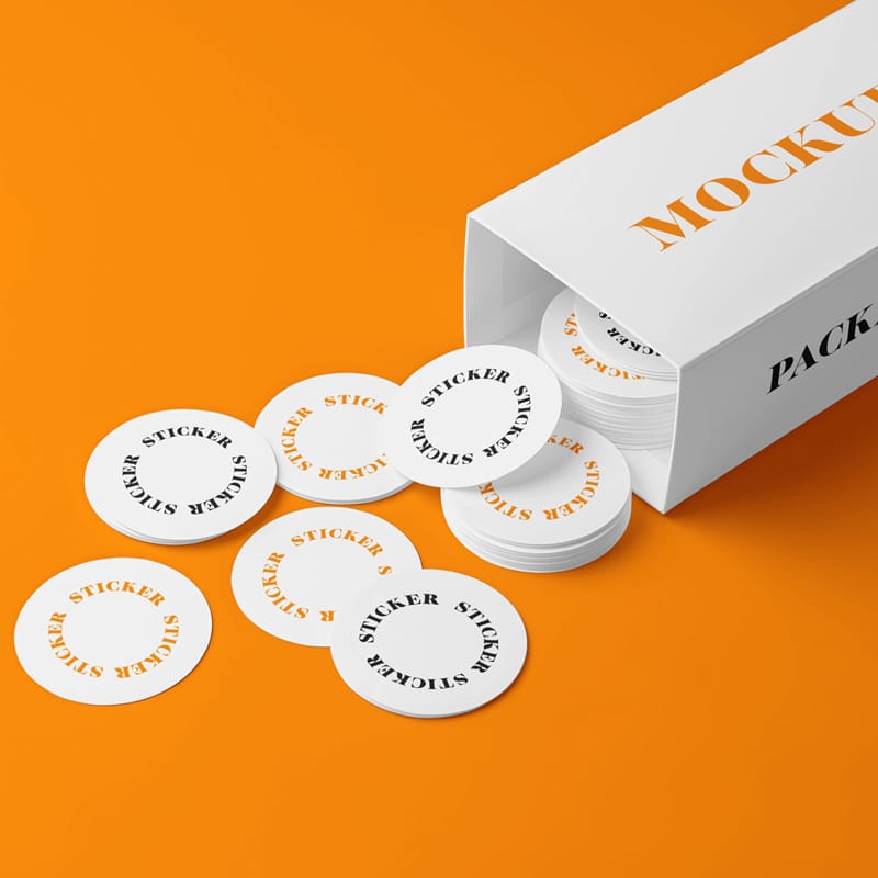 Stickers and Packaging Mockup PSD