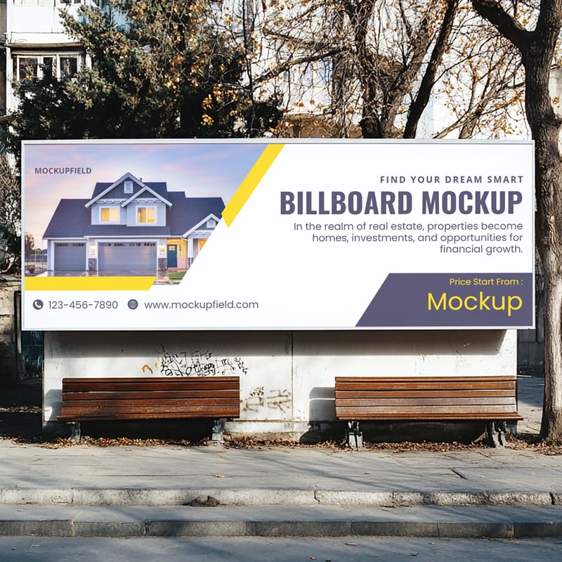 Street Billboard Ads Mockup PSD