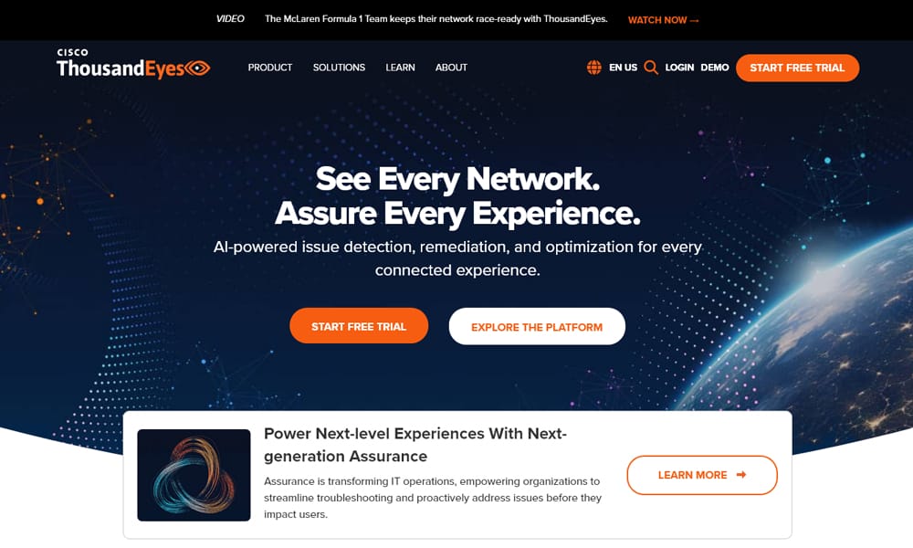 ThousandEyes — `ThousandEyes Digital Experience Monitoring with network visibility and BGP