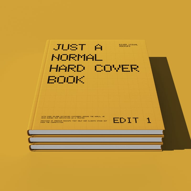 Three Hardcover Book Stack Mockup PSD