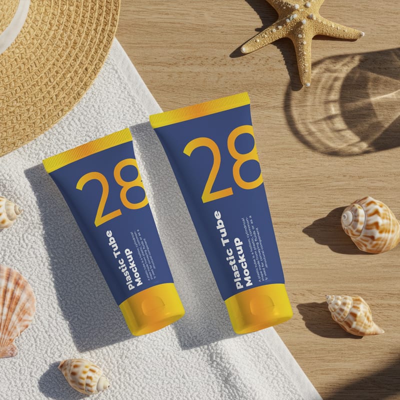 Tube on White Towel Mockup PSD