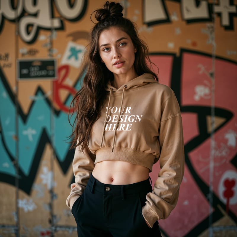 Ultra Cropped Hoodie Mockup PSD