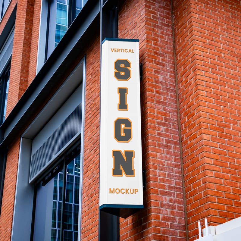 Vertical Signage Mockup PSD