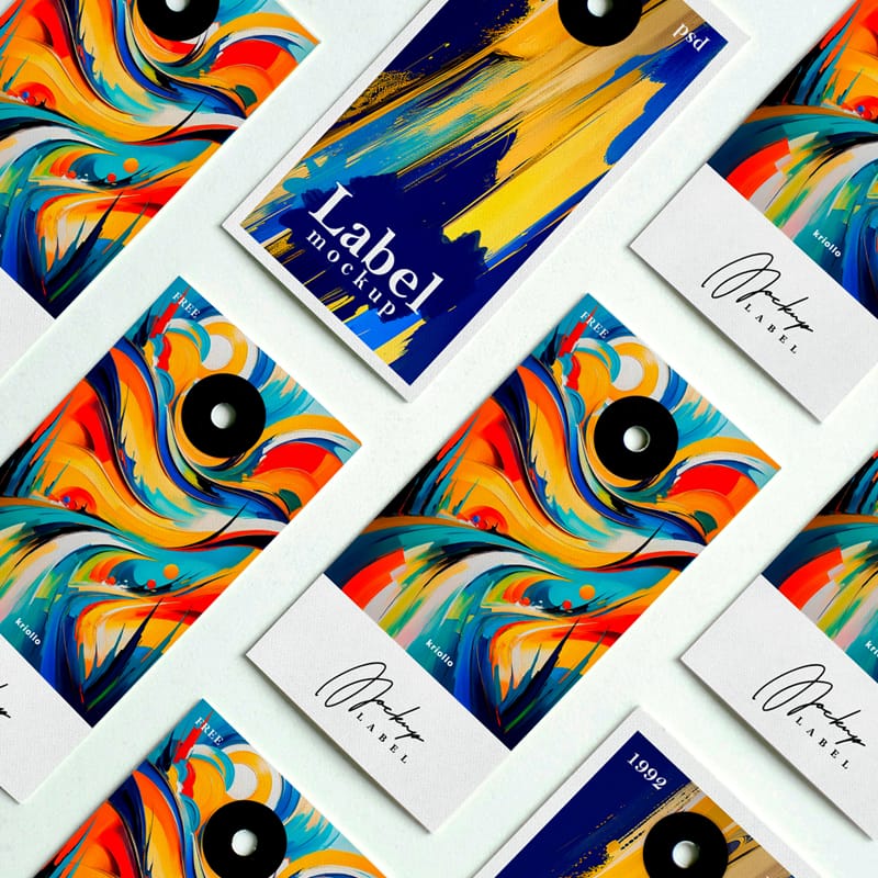 Vibrant Abstract Label Mockup Templates PSD