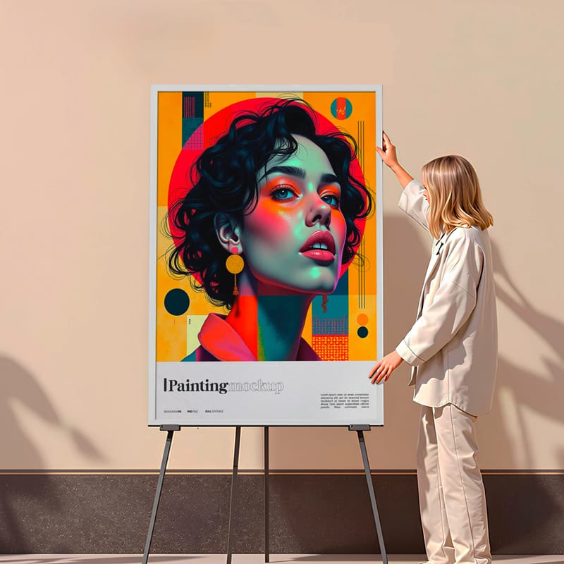 Vibrant Portrait Painting Mockup PSD