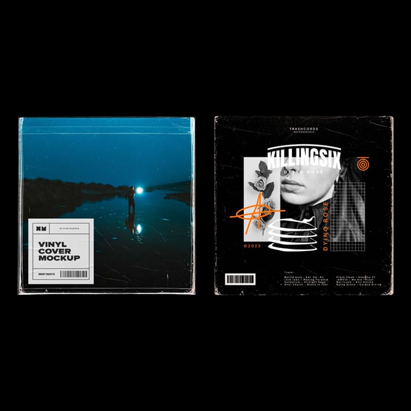 Vinyl Cover Mockup with Plastic Sleeve PSD