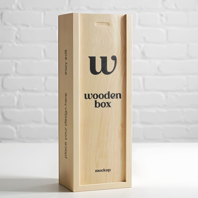 Wooden Box Mockup PSD