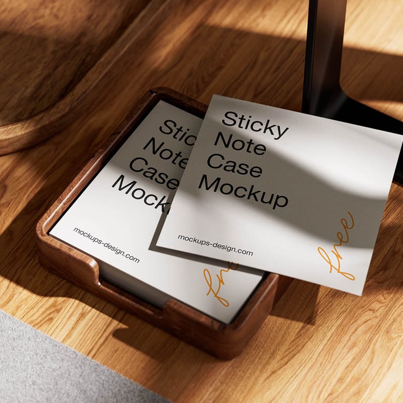 Wooden Sticky Note Case Mockup PSD