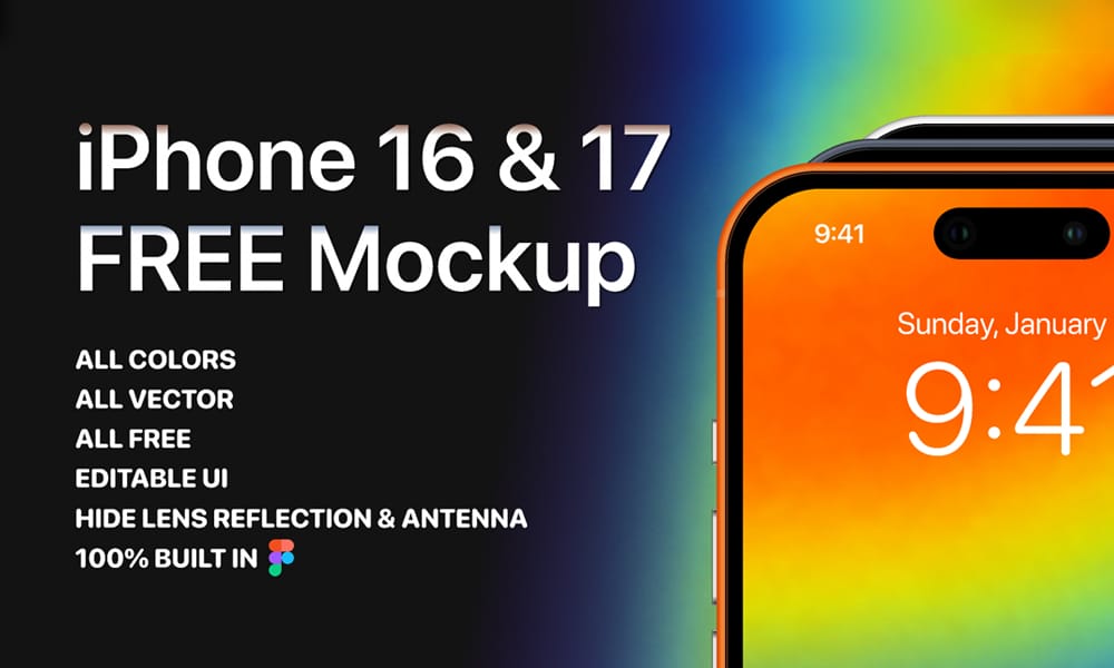 Side-by-side Figma mockup of iPhone 16 and iPhone 17 for comparison.