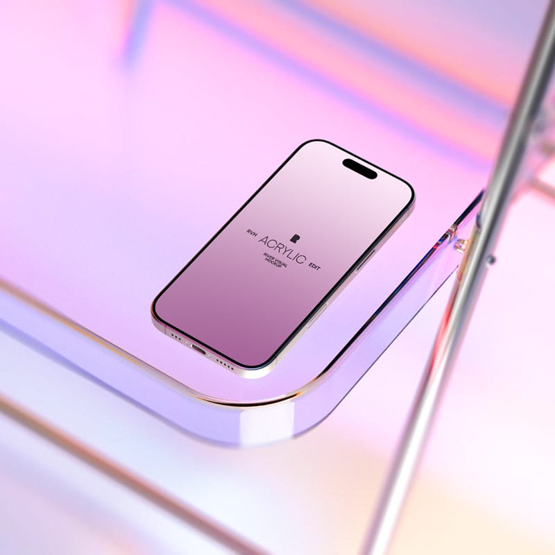 iPhone 16 Pro Acrylic Series Mockup PSD