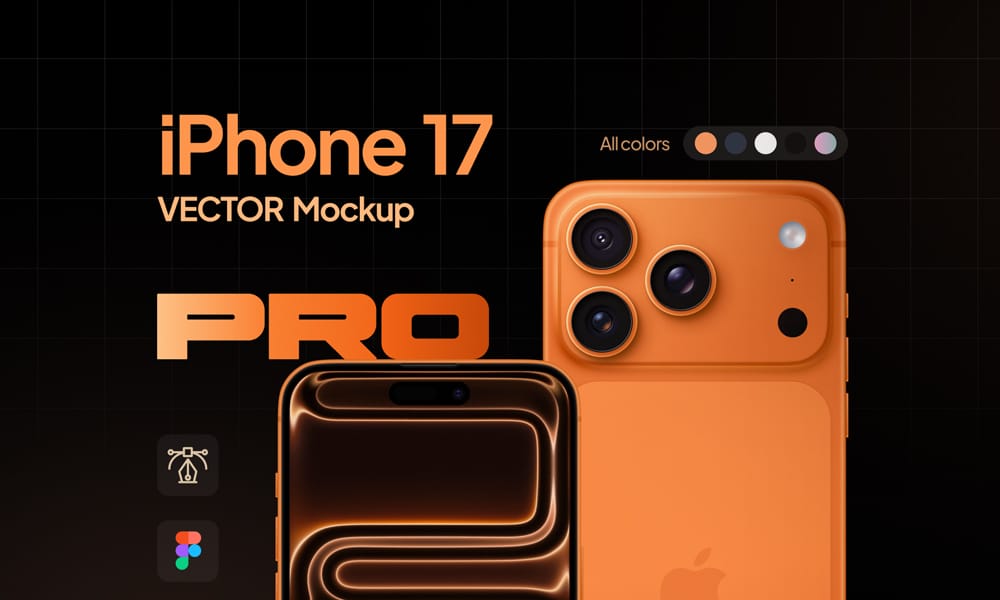 Vector iPhone 17 Pro Max mockup optimized for Figma UI presentations.