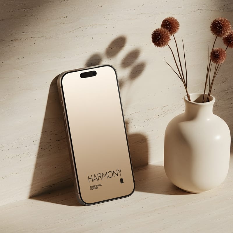 iPhone 17 Pro Mockup with Luxury Background PSD