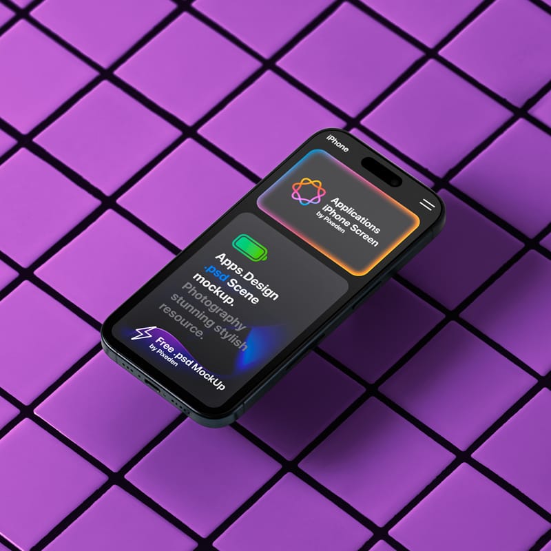 iPhone Pro Scene Showcase Screen Mockup PSD
