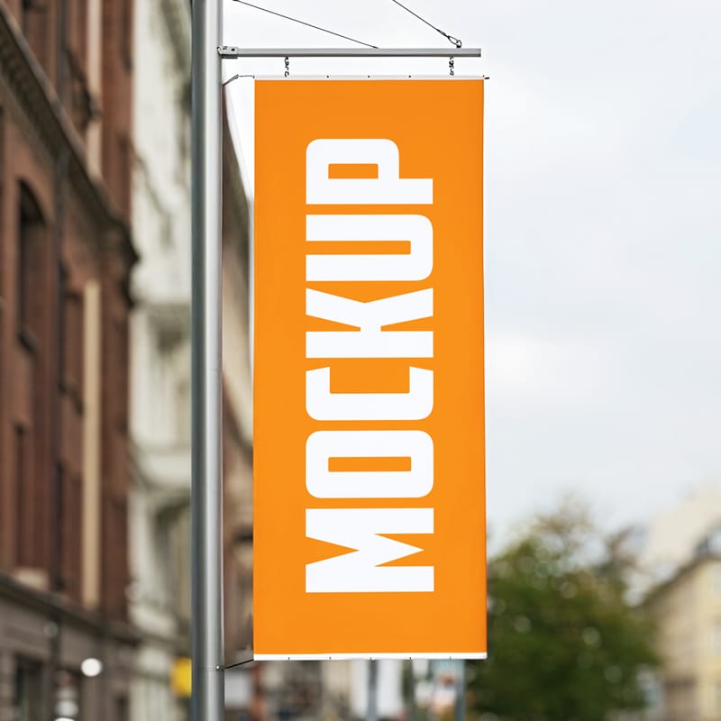 Banner Flag Mockup Template PSD