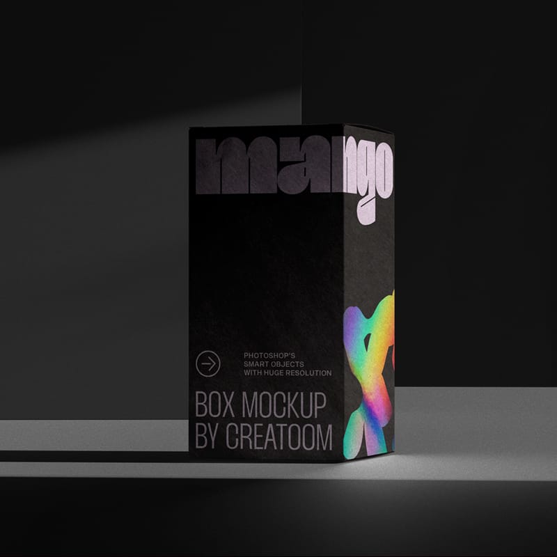 Box Mockup With Shadow Overlay V3 Front View PSD