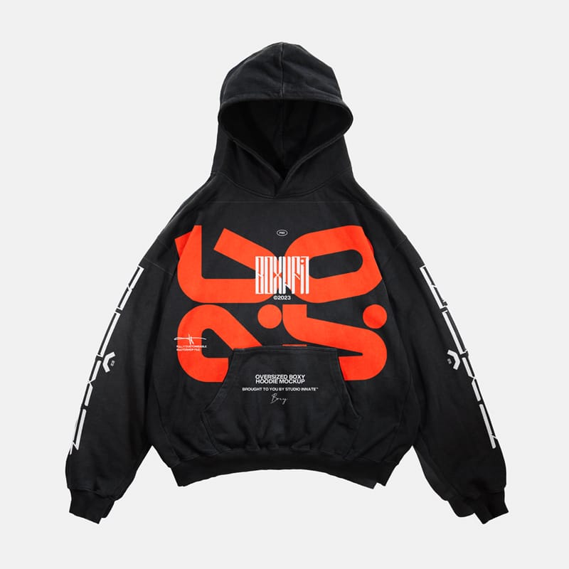 Boxy Hoodie Mockup PSD