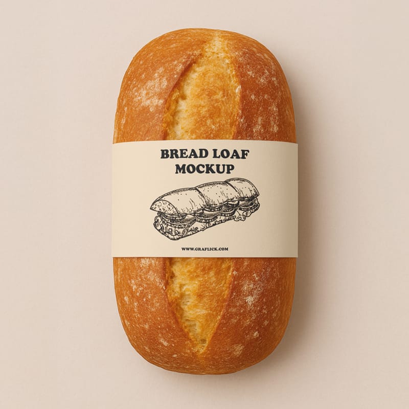 Bread Loaf Mockup With Paper Label PSD