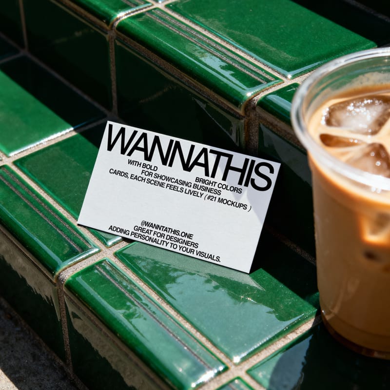 Business Card Mockup on Tile Step PSD