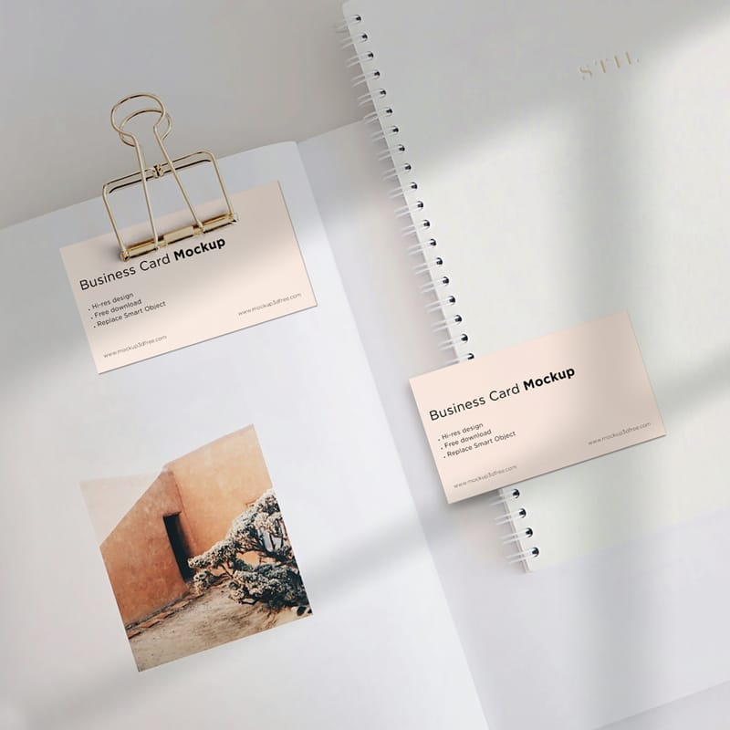 Business Card on Notebook Mockup PSD