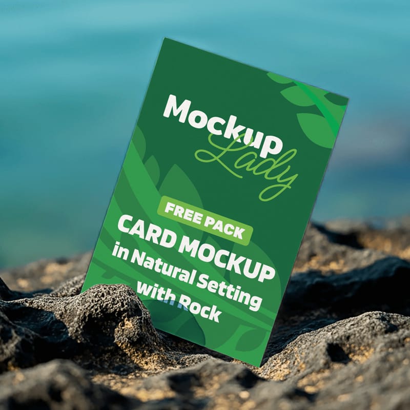 Card Mockup in Natural Setting with Rock PSD